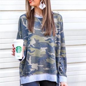 Oversized Camo High/Low Sweatshirt